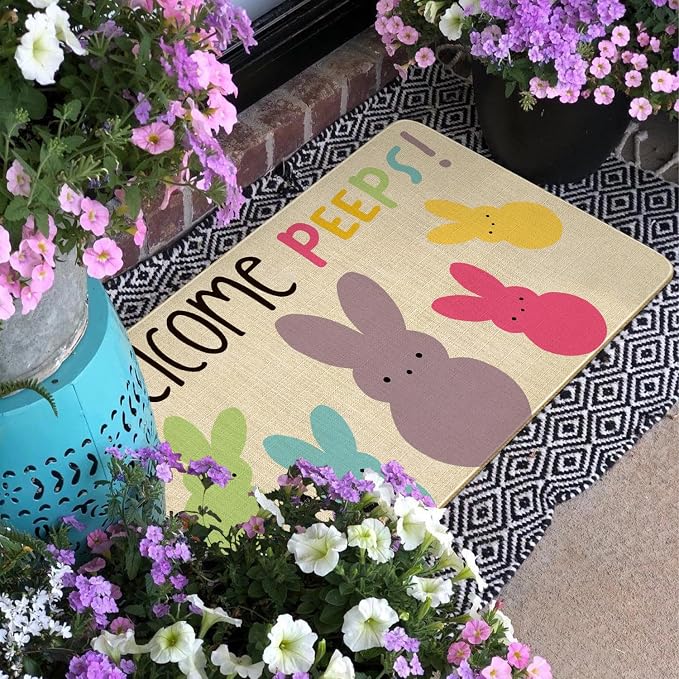 Easter Door Mat, Spring Bunny Indoor Outdoor Non-Slip Doormat, Entryway Front - Image 6