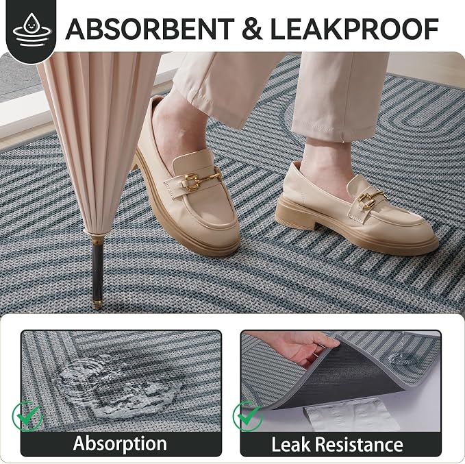 Front Door Mat 36''x59'', Absorbent Dirt Resist Washable Non Slip Low-Profile - Image 3