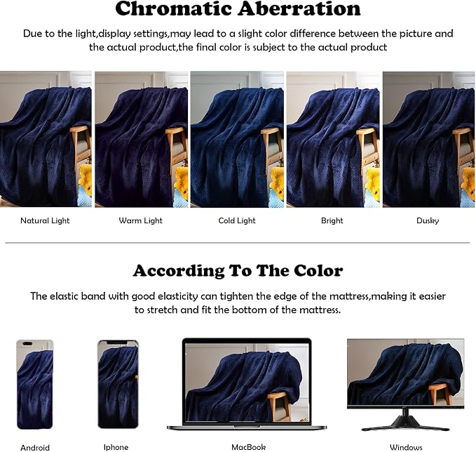 NEWCOSPLAY Super Soft Throw Blanket Dark Navy Premium Silky Flannel Fleece - Image 6