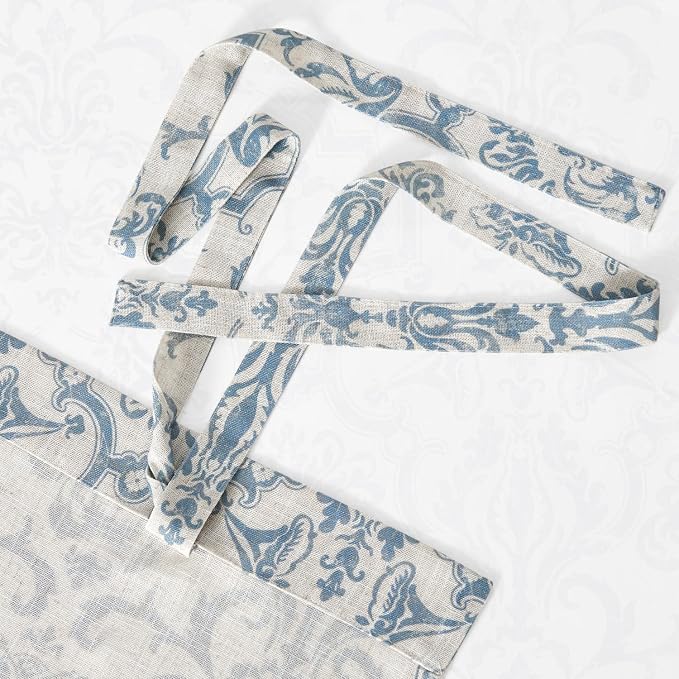jinchan Linen Tie Up Valance for Flax Floral Drapes Vintage Farmhouse Medallion - Image 9