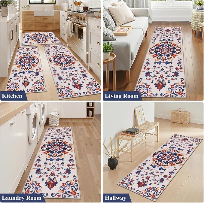 HEBE Washable Kitchen Rugs Sets of 3, Non Slip Absorbent Kitchen Rugs and Mats - Image 6