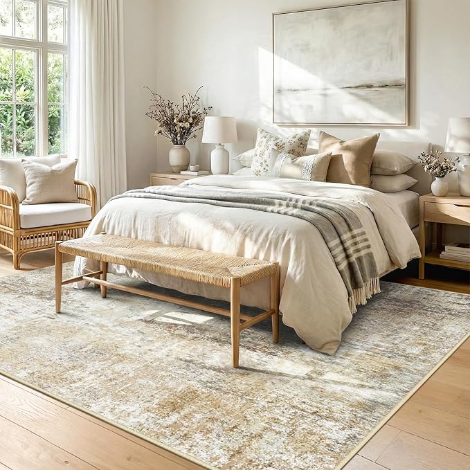 Washable Area Rugs 9'x12' Non-Slip Modern Abstract Soft - Image 2