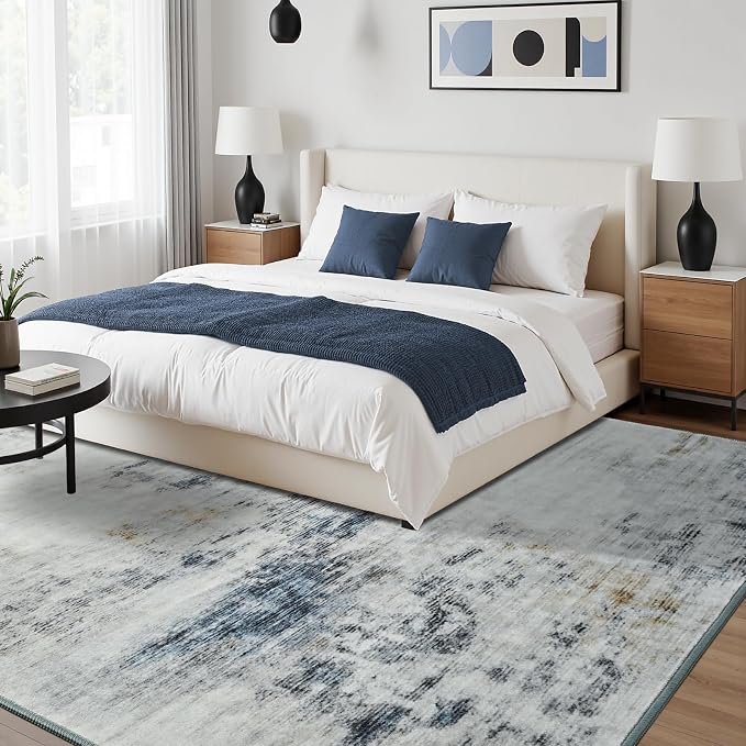 Toneed Abstract Area Rug 5x7 Modern Washable Rug Soft Non Slip Rug Low Pile - Image 4