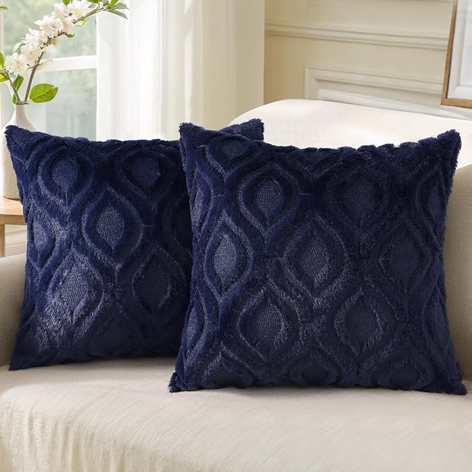 decorUhome Summer Throw Pillow Covers 26x26 Inch Set of 2, Soft Plush Faux Wool by decorUhome