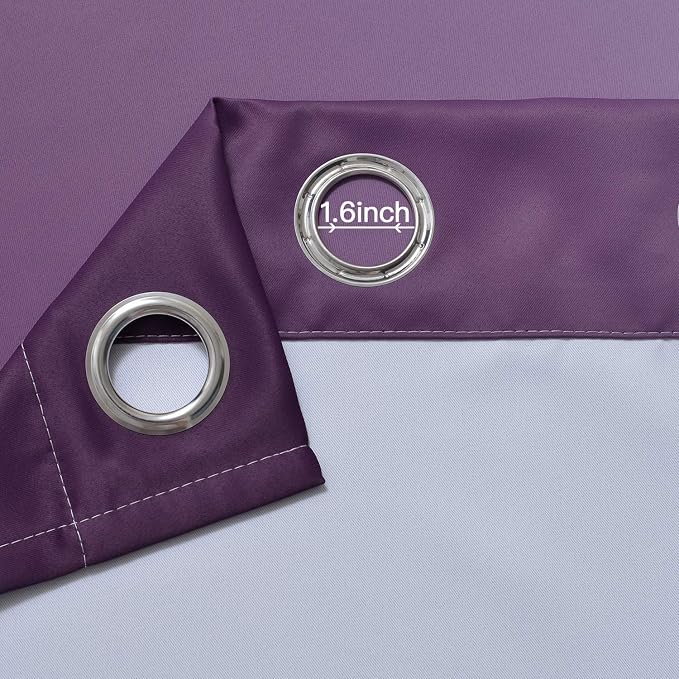 Yakamok Purple and Greyish White Ombre Curtain, Gradient Color Purple to White - Image 4