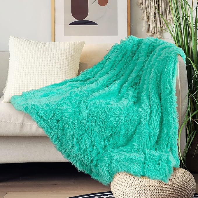 Tuddrom Decorative Extra Soft Faux Fur Throw Blanket 50"x60", Solid Reversible - Image 6