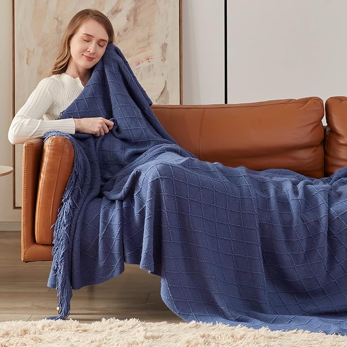 inhand Navy Blue Throw Blanket for Couch and Bed, Soft Living Room Home Decor - Image 5