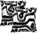 Abstract Black and White Brush Stroke Throw Pillow Covers 18x18 Set of 2 by Unknown