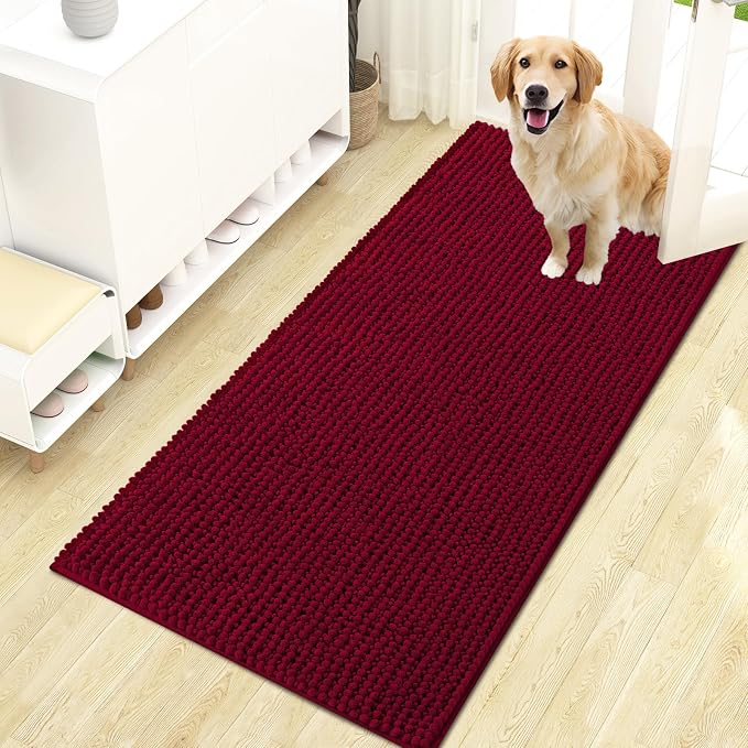OLANLY Dog Door Mat for Muddy Paws 47x24, Ultra Absorbent Chenille Mud Doormat by OLANLY