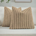FUTEI Khaki Decorative Throw Pillow Covers Set of 2, 18x18 Inch Soft Fluffy by FUTEI