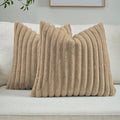 FUTEI Khaki Decorative Throw Pillow Covers Set of 2, 20x20 Inch Soft Fluffy by FUTEI
