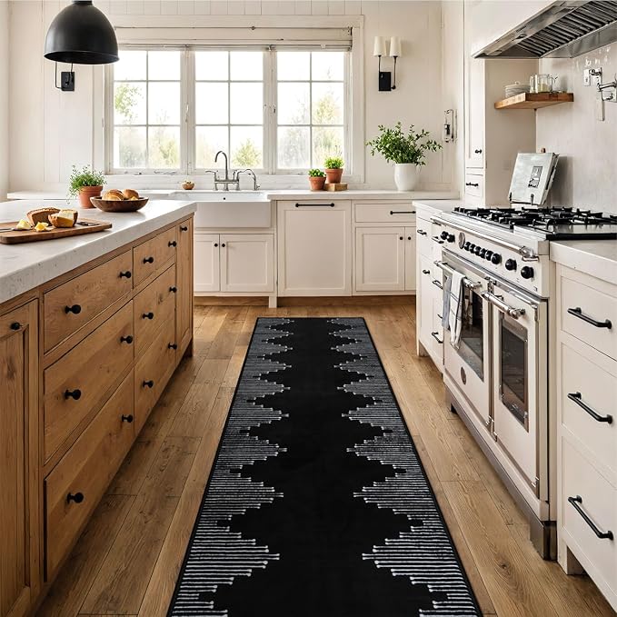 Seavish Runners for Hallways Non Slip 2.6x10 Low Pile Soft Black Carpet Runners - Image 8