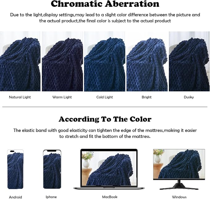 NEWCOSPLAY Super Soft Queen Blanket Dark Navy Premium Silky Flannel Fleece 3D - Image 6