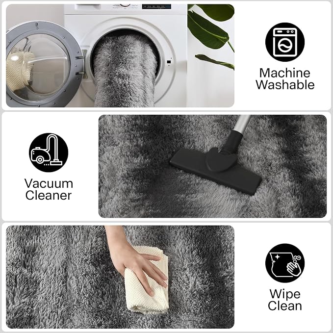 Meralax Grey Rugs for Living Room Bedroom, 4x6 Soft Fluffy Shaggy Gray Bedside - Image 6