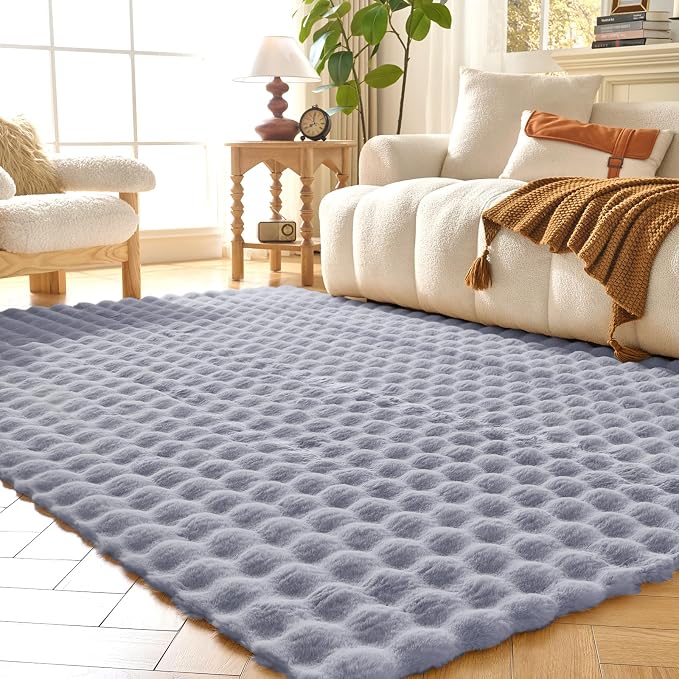 Lotus Karen Fluffy Light Grey Rug - Image 7