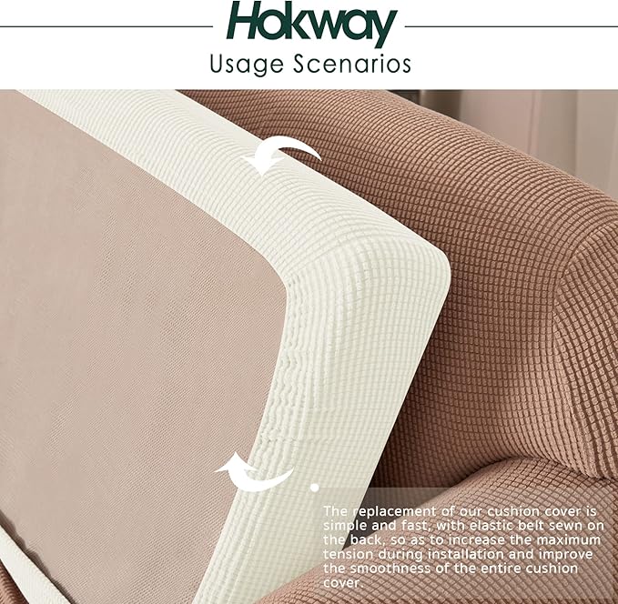 Hokway Stretch Couch Cushion Slipcovers Reversible Cushion Replacement - Image 5