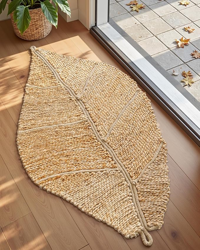 DEXI Jute Door Mat Inside Entryway Braided Woven, 20x32 Front Entrance Doormat by DEXI