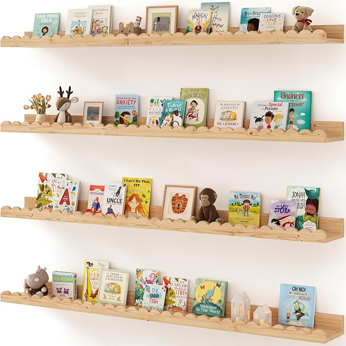 Shario Nursery Book Shelves, Scalloped Shelves, Wall Book Shelves by Shario
