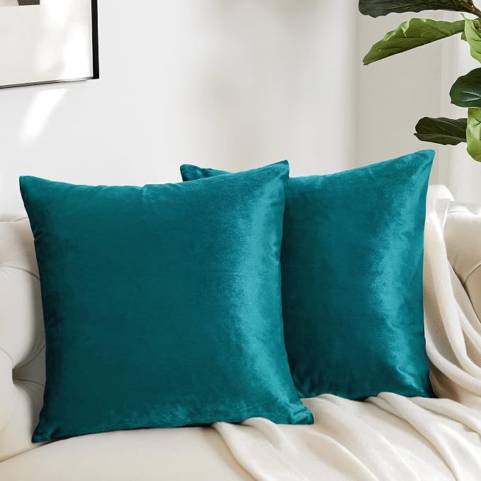 GIGIZAZA Décor Throw Couch Pillow Covers Set of 2, Sofa Cushion Teal Peacock - Image 6