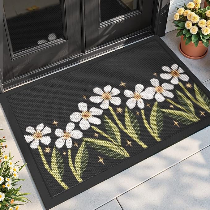 DEXI Front Door Mat Outside Entrance, Spring Entryway Doormat Dirt Trapper by DEXI