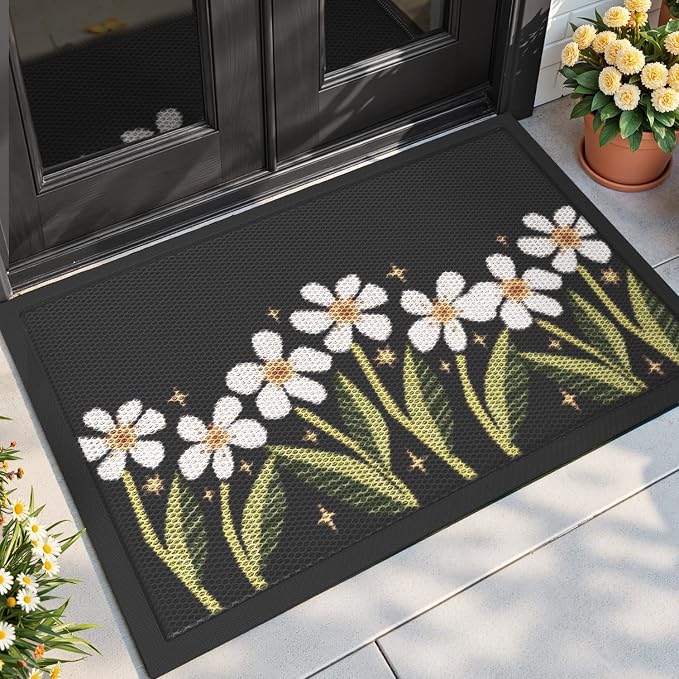 DEXI Front Door Mat Outside Entrance, Spring Welcome Entryway Doormat Dirt by DEXI