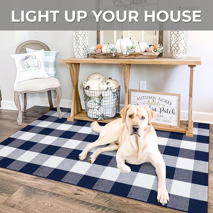 IOHOUZE Buffalo Plaid Checkered Rug 3x5 Ft Front Door Mats, Washable Area Rugs - Image 5