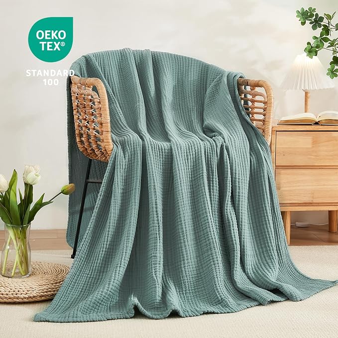 EMME Cotton Blanket Twin XL for Bed Soft Muslin Blankets 66"x90" Lightweight - Image 6