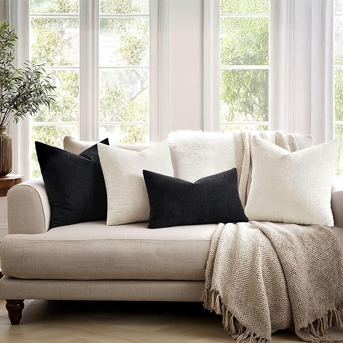 MIULEE Black Couch Pillow Covers 12x20 Inch - Image 3