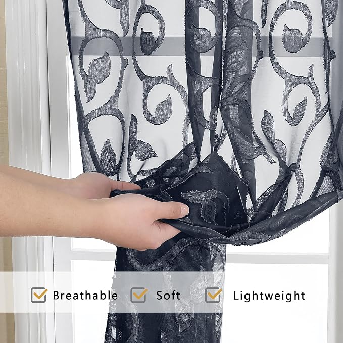 OWENIE Furman Extra Long Sheer Curtains 96 inches Long - Image 5