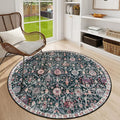 Lahome Moroccan Trellis Round Area Rugs, Washable Small Round Rug 3ft Non-Slip by Lahome