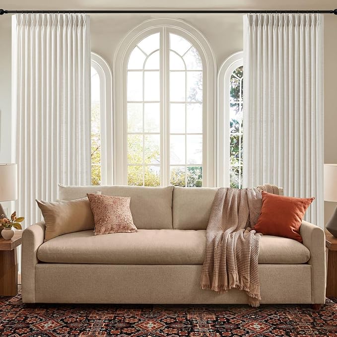 70 Inch Extra Width Pinch Pleated Curtains, Memory Trained Pleated Linen Sheer - Image 8