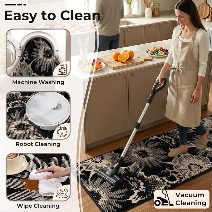 Findosom Hallway Runner Rug 2x6, Non Slip High-Low Textured Floral Washable - Image 5