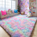 PAGISOFE Fluffy Soft Area Rugs for Girls Bedroom, Plush Shaggy Colorful Rugs by PAGISOFE