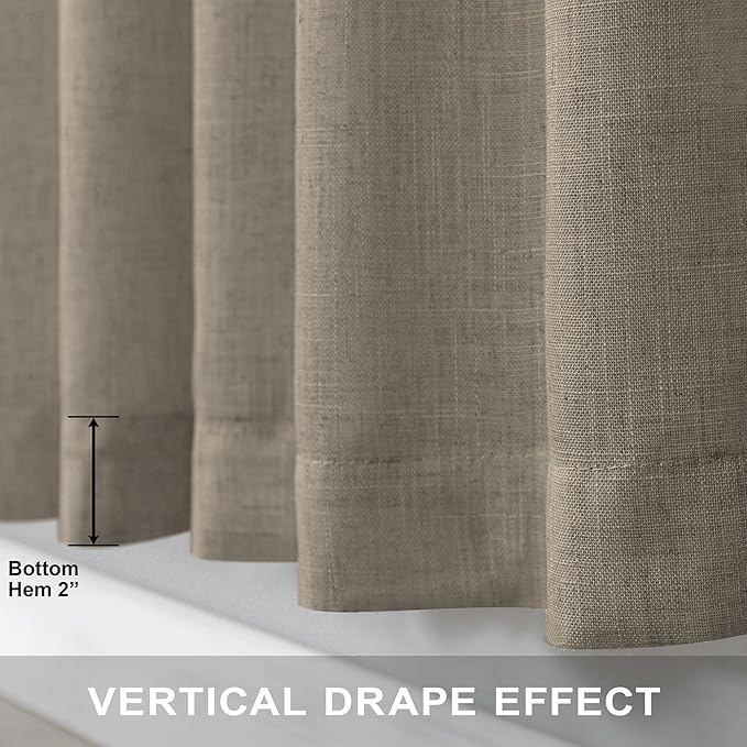 Pitalk Taupe Linen Curtains 54 Inch Length - Image 5