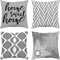 Hexagram Grey Geometric Pillow Covers 18x18 Set of 4, Decorative Outdoor Modern by Hexagram