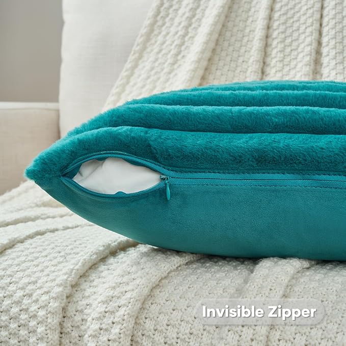 FUTEI Teal Green Decorative Throw Pillow Covers Set of 2, 26x26 Inch Soft - Image 3