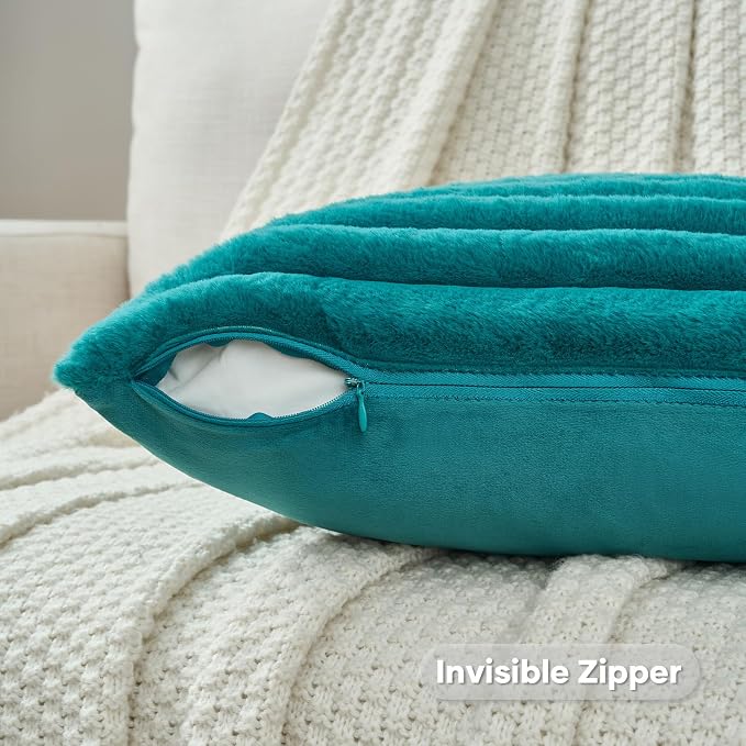 FUTEI Teal Green Decorative Throw Pillow Covers Set of 2, 16x16 Inch Soft - Image 3