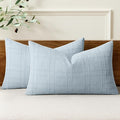 MIULEE Decorative Linen Check Lumar Throw Pillow Covers Neutral Farmhouse by MIULEE