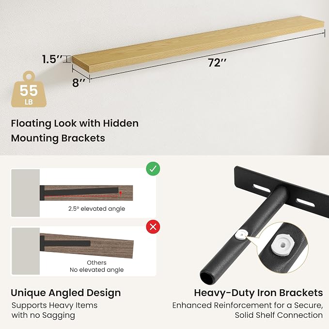 Fun Memories Rustic Wood Floating Shelves - Image 3