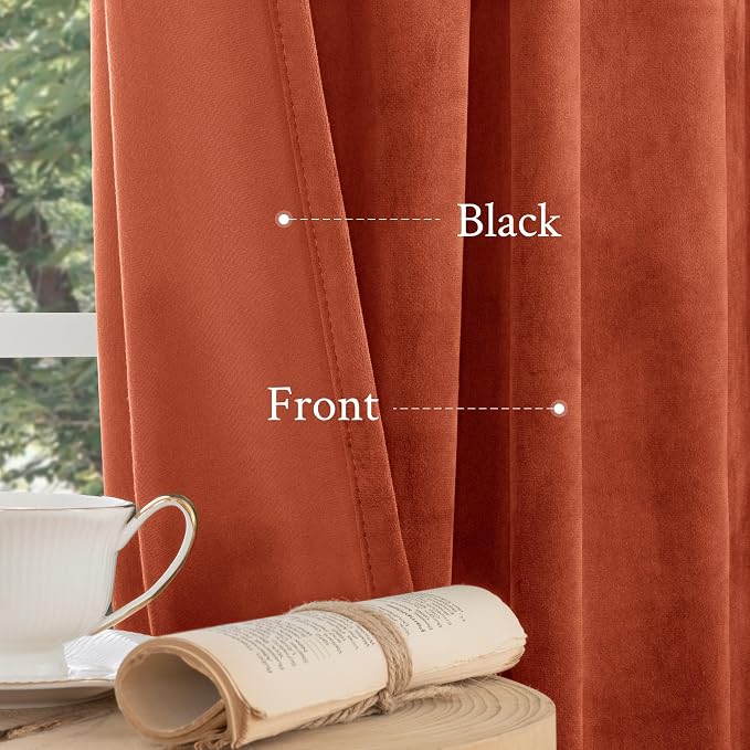 LAMIT Terracotta Velvet Curtains 80 Inch - Image 5