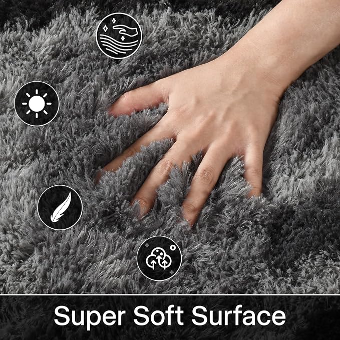 Meralax Grey Rugs for Living Room Bedroom, 4x6 Soft Area Rug Fluffy Shaggy - Image 6