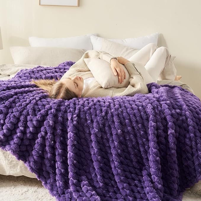 NEWCOSPLAY Super Soft King Blanket Purple Premium Silky Flannel Fleece 3D - Image 3