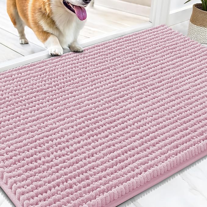 OLANLY Dog Door Mat for Muddy Paws 34x21, Ultra Absorbent Chenille Mud Doormat by OLANLY