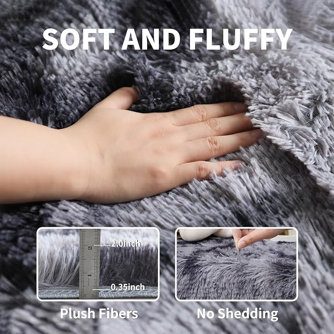 Grey Fluffy 9x12 Large Area Rugs - Image 4