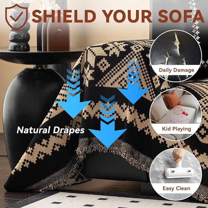VClife Boho Couch Cover for Sofa, Anti Slip Chenille Sofa Cover for Sectional - Image 7