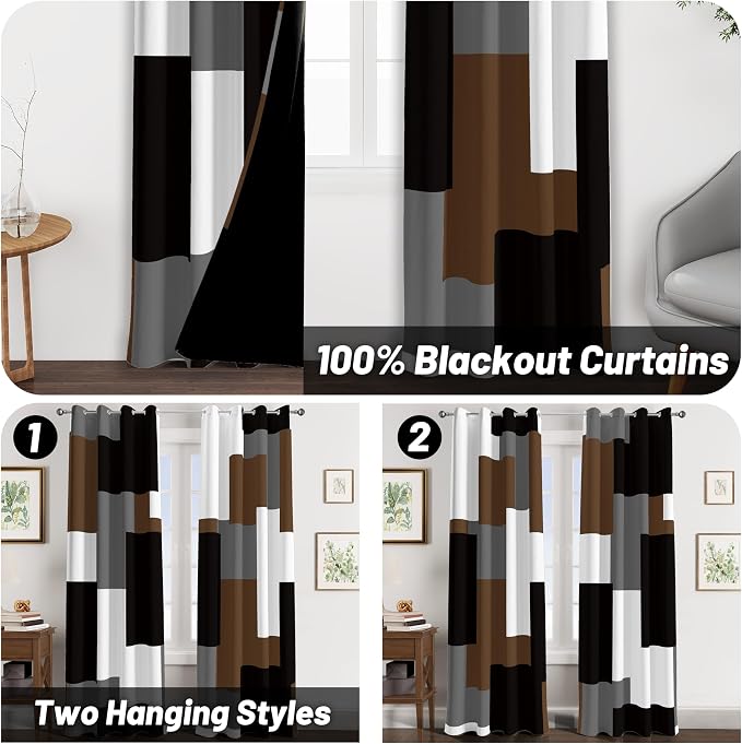 Tyrot Brown 100% Blackout Curtains - Image 2