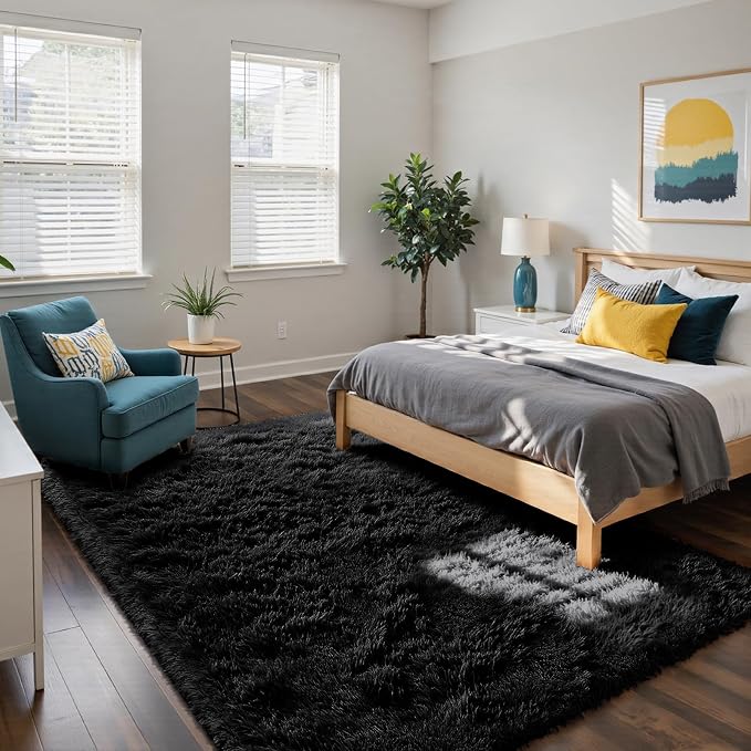 Fluffy Rug Shaggy Area Rug, Small Bedside Rug, Soft Fluffy Shaggy Entryway - Image 2