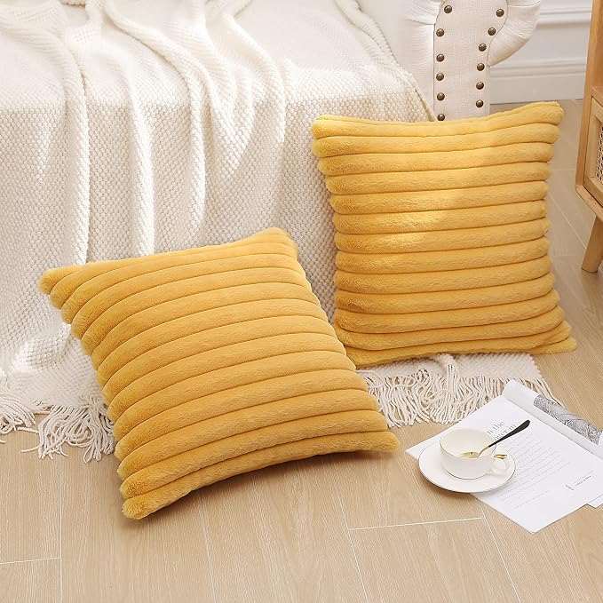 Pallene Faux Fur Plush Throw Pillow Covers 22x22 Set of 2, Luxury Soft Fluffy - Image 2