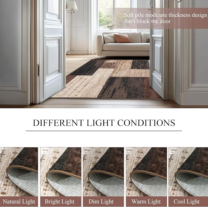 Modern Geometric Patchwork Indoor Area Rug - Image 9