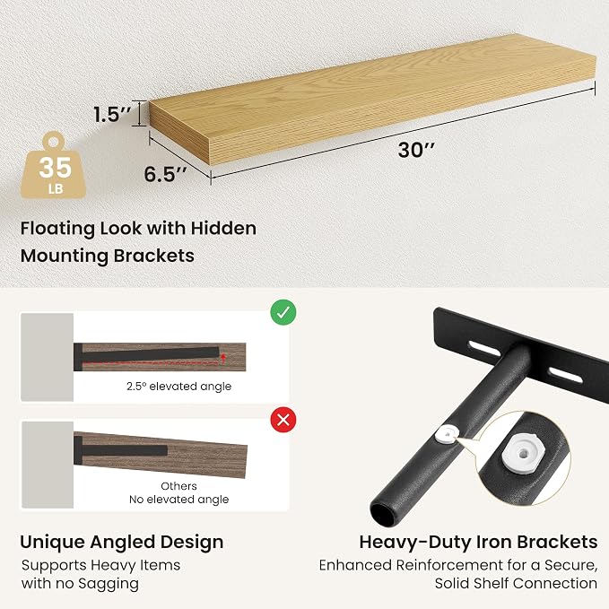 Fun Memories Rustic Wood Floating Shelves - Image 3